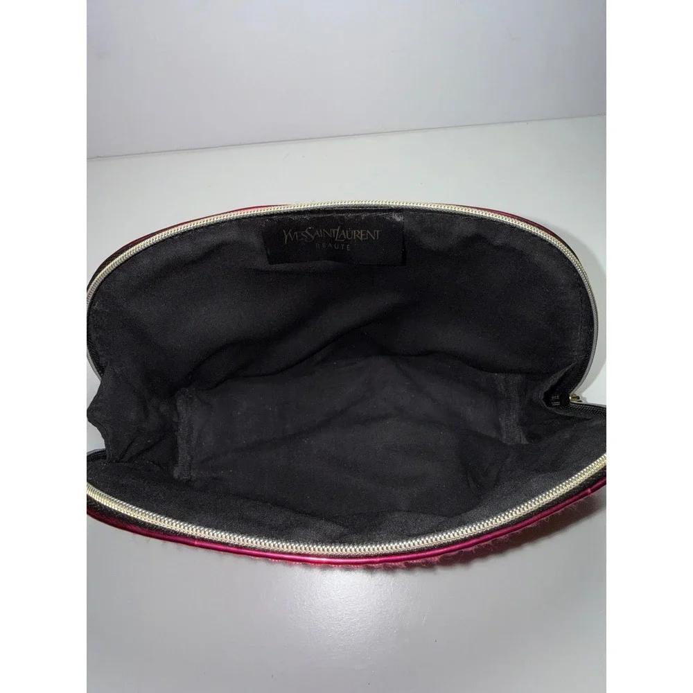 YSL Yves Saint Laurent Beaute Metallic Fuchsia‎ Pink Cosmetic Makeup Bag Pouch
